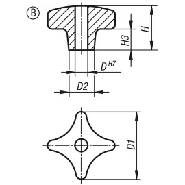 K0147 Ручки крестообразные DIN 6335 из чугуна