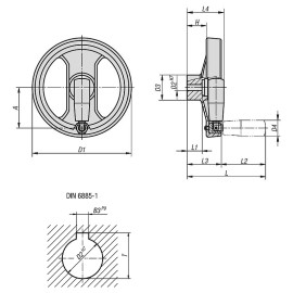 K0725 Маховики с двумя спицами и откидной ручкой