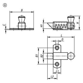 K1668 Шпингалеты пружинные с прямоугольным скошенным засовом