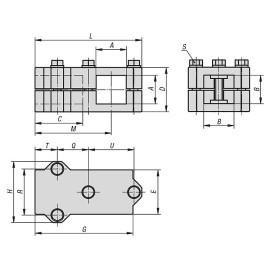 K0476 Зажимы для квадратных труб Т-образные из алюминия