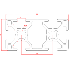 А12306008 Профили конструкционные 30X60, паз 8