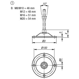 K0672 Основания шарнирных опор, 7,5°