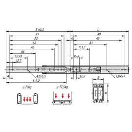 K1714 Комплекты направляющих разборные, нержавеющая сталь, до 70 кг