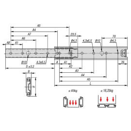 K1712 Комплекты направляющих из нержавеющей стали, до 65 кг