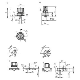 K1834 Штифты стопорные с фланцем и ручкой-барашком конические