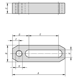 K0838 Прихваты прямые с длинным пазом и резьбовым отверстием