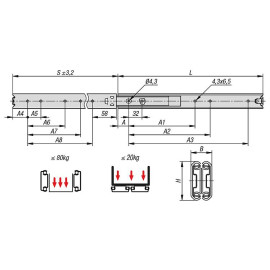 K1715 Комплекты направляющих из нержавеющей стали, до 80 кг