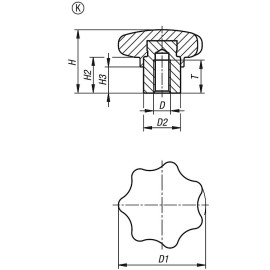 K1514 Ручки звездообразные с выступающей втулкой