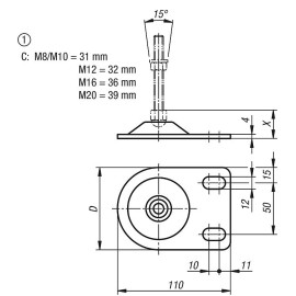 K0672 Основания шарнирных опор, 7,5°
