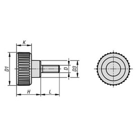 K1473 Ручки с накаткой и наружной резьбой