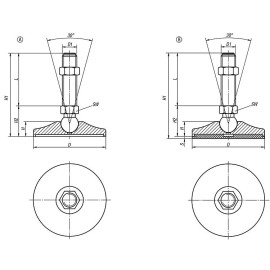 K0742 Опоры шарнирные дисковые из стали, 15°