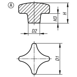 K0147 Ручки крестообразные DIN 6335 из чугуна