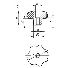 K0150 Ручки звездообразные DIN 6336 из нержавеющей стали