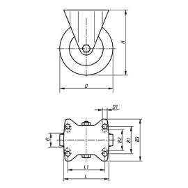 K1764 Ролики с пластиковыми дисками и полиуретановым покрытием