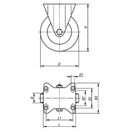 K1763 Ролики усиленные, стальные диски и резиновые шины