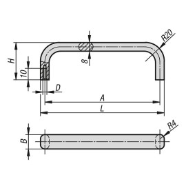 K0202 Ручки бугельные овального сечения из алюминия
