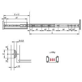 K1578 Комплекты направляющих разборные, 60 кг