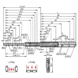 K1720 Направляющие шариковые полного выдвижения, до 272 кг