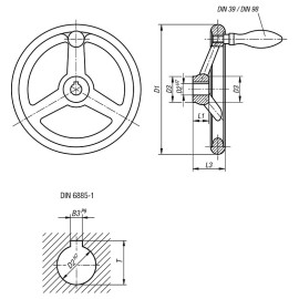 K0671 Маховики DIN 950 из чугуна со спицами