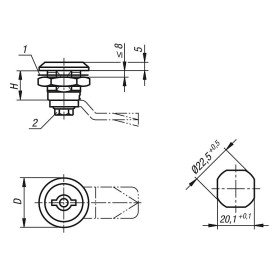 K1350 (K1340) Замки поворотные с фиксацией ключа