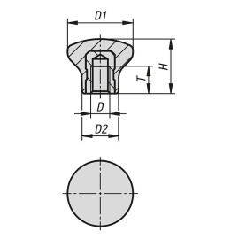 K1288 Ручки кнопки со внутренней резьбой