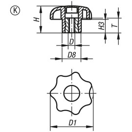 K0154 Ручки DIN 6336 из пластика и нержавеющей стали