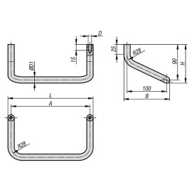 K0229 Ручки бугельные круглого сечения из алюминия угловые