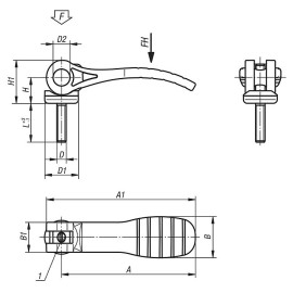 K0648 Рычаги эксцентриковые регулируемые с рукояткой из пластика