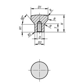 K1308 Ручки кнопки Hygienic USIT плоские, внутренняя резьба