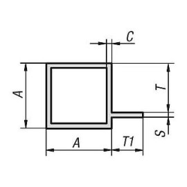 А252511 Трубы профильные алюминиевые квадратные 25X25 1,5 с полкой