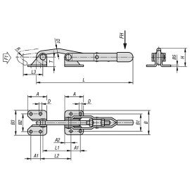 K1270 Защелки натяжные со скобой, рукояткой и крюком