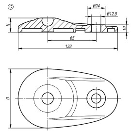 K0654 Основания шарнирных опор из усиленного пластика, 20°