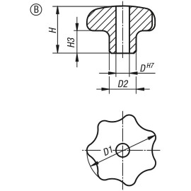 K0150 Ручки звездообразные DIN 6336 из нержавеющей стали