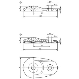 K0654 Основания шарнирных опор из усиленного пластика, 20°
