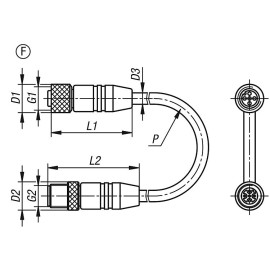 K1482 Кабели для прижимов с датчиком усилия (K1463)