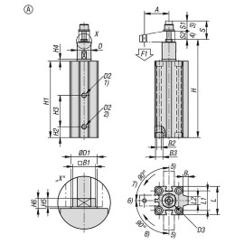 K1812 Прижимы поворотные пневматические блочные