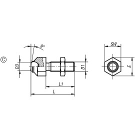 K0287 Упоры подвижные на 9° с шестигранной основой регулируемые