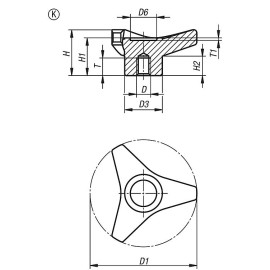 K1083 Ручки трехлепестковые усиленные
