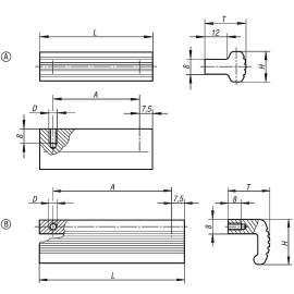 K0232 Ручки профильные из алюминия рифленые