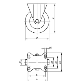 K1770 Ролики с корпусом из стали и пластиковыми колесами