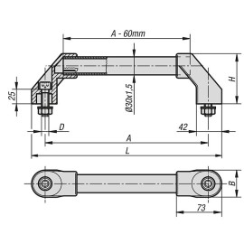 K0222 Ручки трубчатые с крепежными болтами