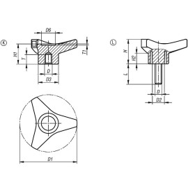 K1083 Ручки трехлепестковые усиленные