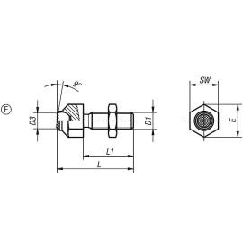 K0287 Упоры подвижные на 9° с шестигранной основой регулируемые