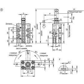 K1815 Прижимы поворотные пневматические блочные