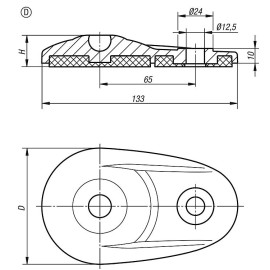 K0654 Основания шарнирных опор из усиленного пластика, 20°