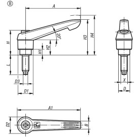 K0780 Рычаги зажимные с наружной резьбой с упором