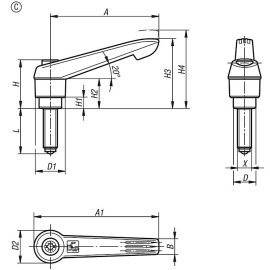 K0780 Рычаги зажимные с наружной резьбой с упором