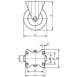 K1761 Колеса со стальным диском, резиновой шиной и крепежной платформой