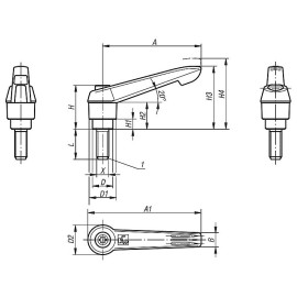 K0270 Рычаги зажимные NOVOgrip из пластика и нержавеющей стали, НР