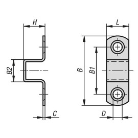 K1669 Скобы для шпингалетов с прямоугольным засовом (K1668)